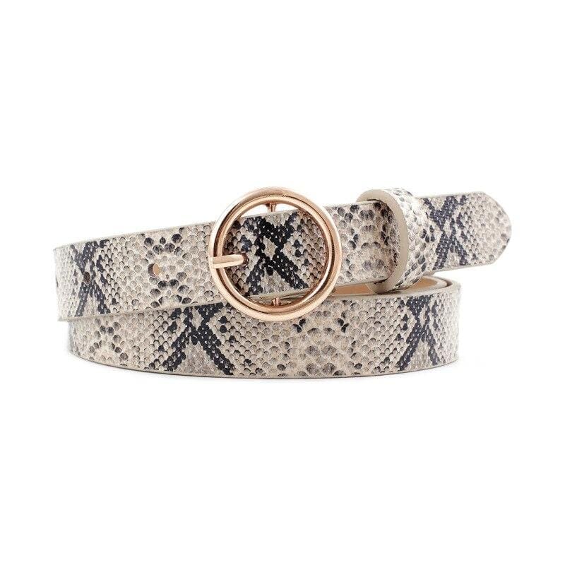 Lot De 2 Ceintures Femmes En Similicuir - Motifs Léopard Et Serpent, Largeur 2 Cm, Taille Ajustable 70-100 Cm